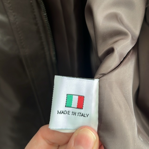 Italian Brown Leather Zip Up Jacket made‎ by CURGÈ Mens size 2XL NWT #7 - Picture 7 of 10